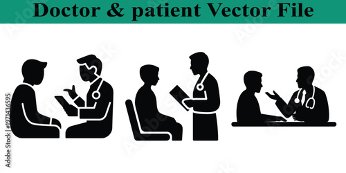 Doctor and patient communication vector illustrations in various sitting positions