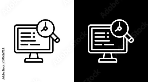 Real Time Monitoring White Icon Set Design