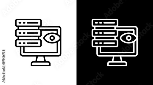 Server Monitoring White Icon Set Design
