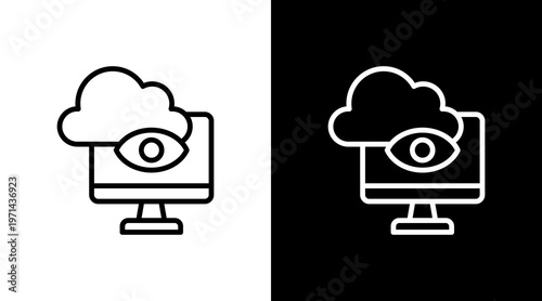 Cloud Monitoring White Icon Set Design