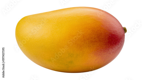 Ripe yellow and red mango fruit, isolated on transparent background