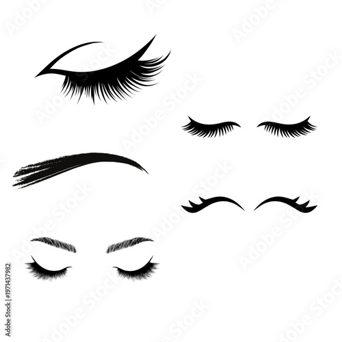 Luxury Eyelash Extensions & Arched Eyebrow Vector - Beauty Salon Branding