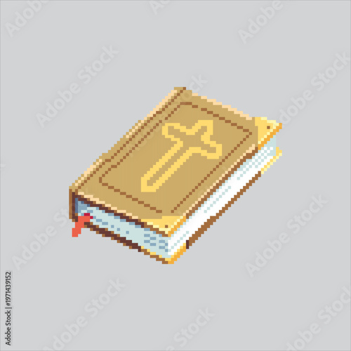 Pixel art illustration Bible Book. Pixelated Holy Bible. Bible Holy Book Icon pixelated for the pixel art game and icon for website and video game. old school retro.