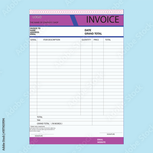 A simple modern editable invoice design template