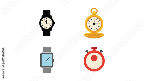Four distinct icons representing various types of time measurement devices