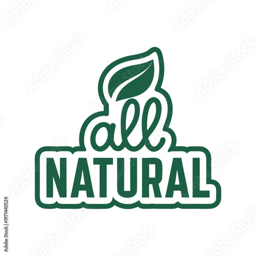Green checkmark and leaf symbol with natural text label on white background