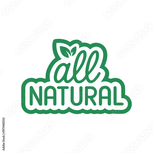 Green handwritten typography saying fall natural on white background
