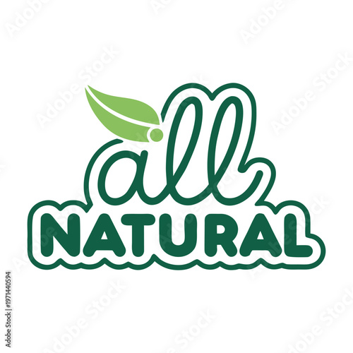 Green leafy vine encircling all natural text in teal color encircle