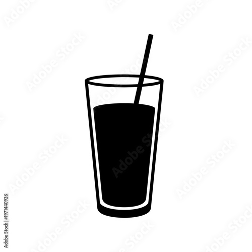 A Silhouette of a Glass of Juice with a Straw in It