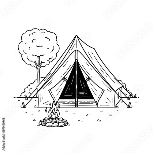 Silhouette Of A Tent In The Mountains At Night
