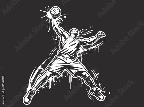 Basketball player silhouette in dynamic action