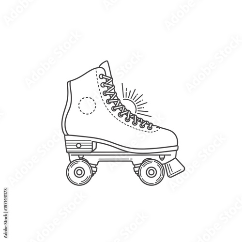 A Silhouette Of Inline Skate With Four Wheels And Laces