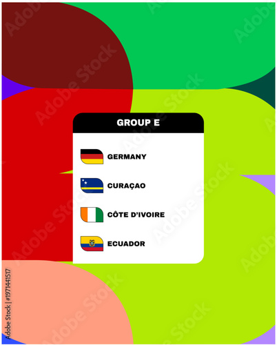 Germany Ecuador Ivory Coast And Curacao Flags Countries Group E Symbol Design football Final Vector Football Teams Illustration
