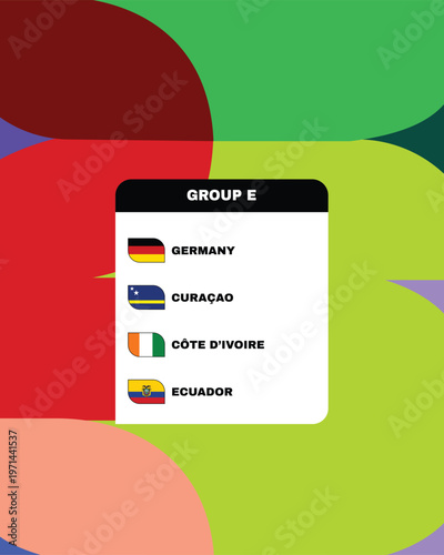 Germany Ecuador Ivory Coast And Curacao Flags Countries Group E Symbol Design football Final Vector Football Teams Illustration