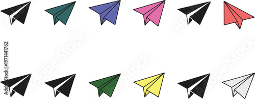 Free Download Set of paper plane icons in different colors showing message sending communication symbol vector illustration collection minimal modern design style - GFXLoad