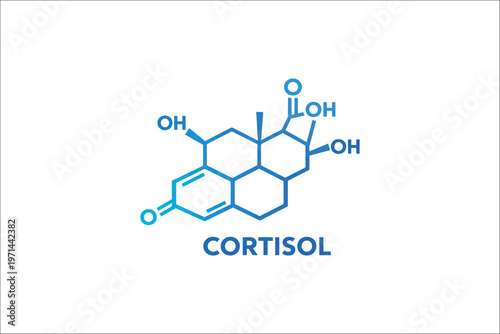 Cortisol Stress Hormone Chemical Structure Vector Illustration