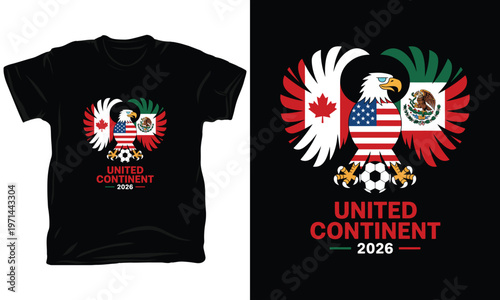 Eagle with flags of Canada USA Mexico united continent 2026 vector.
