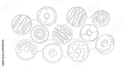 Donuts with various sweet toppings.