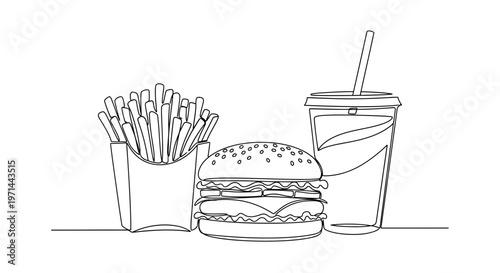 Fast Food Burger Fries Drink.