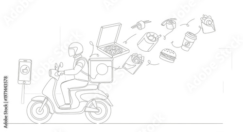 Delivery Rider on a Scooter with Food.