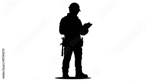 Silhouette of a male soldier.