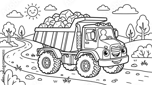 Large Dump Truck Carrying Heavy Load.