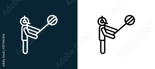 Two-color pit stop outline icon pair in black and white, editable stroke vector illustration for web, mobile apps, UI design, branding, and print from motor sports
