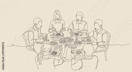 People sitting at a dinner table.