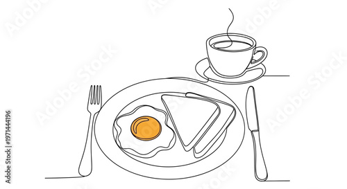 Fried Egg on Plate with Toast.