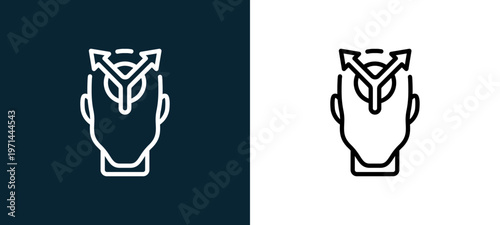 Two-color opportunity outline icon pair in black and white, editable stroke vector illustration for web, mobile apps, UI design, branding, and print from human mind