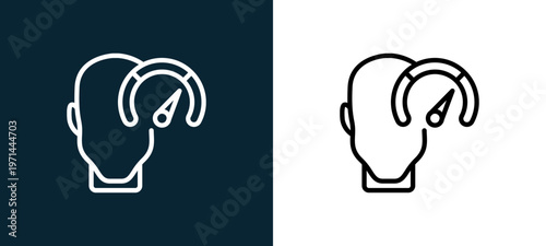 Two-color strenght outline icon pair in black and white, editable stroke vector illustration for web, mobile apps, UI design, branding, and print from human mind