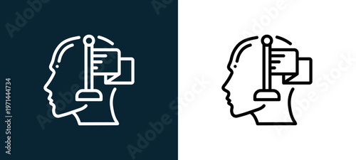 Two-color goal outline icon pair in black and white, editable stroke vector illustration for web, mobile apps, UI design, branding, and print from human mind