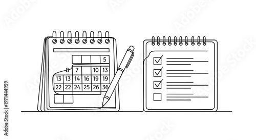 Desk Calendar and Notebook Organization.