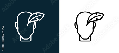 Two-color creative outline icon pair in black and white, editable stroke vector illustration for web, mobile apps, UI design, branding, and print from human mind