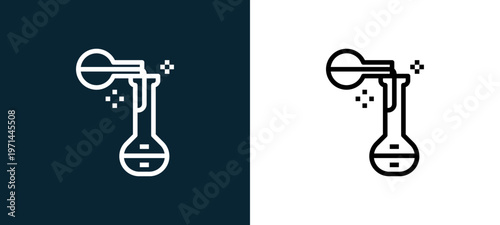 Two-color experiment outline icon pair in black and white, editable stroke vector illustration for web, mobile apps, UI design, branding, and print from science