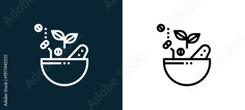 Two-color medical outline icon pair in black and white, editable stroke vector illustration for web, mobile apps, UI design, branding, and print from science