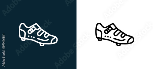 Two-color shoes outline icon pair in black and white, editable stroke vector illustration for web, mobile apps, UI design, branding, and print from bicycle