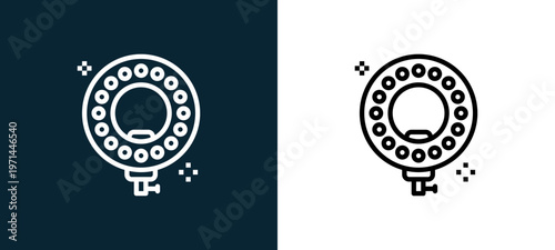 Two-color light outline icon pair in black and white, editable stroke vector illustration for web, mobile apps, UI design, branding, and print from photo
