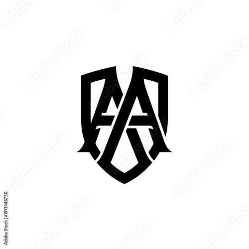 Free Download Initial AA letters logo with padlock and cross shield symbolizing secure faith-based protection on an isolated white background. - GFXLoad