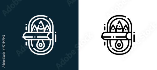 Two-color can outline icon pair in black and white, editable stroke vector illustration for web, mobile apps, UI design, branding, and print from camping