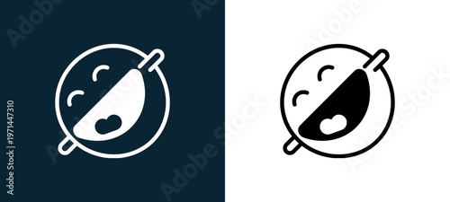 Two-color laugh outline icon pair in black and white, editable stroke vector illustration for web, mobile apps, UI design, branding, and print from classics