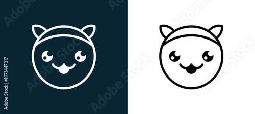 Two-color pet outline icon pair in black and white, editable stroke vector illustration for web, mobile apps, UI design, branding, and print from classics
