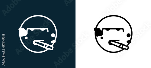 Two-color smoker outline icon pair in black and white, editable stroke vector illustration for web, mobile apps, UI design, branding, and print from classics