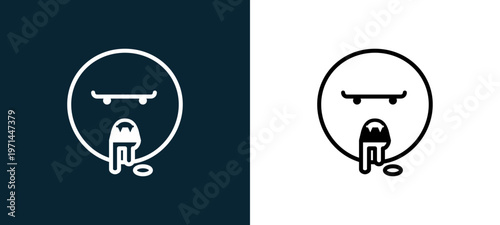 Two-color drool outline icon pair in black and white, editable stroke vector illustration for web, mobile apps, UI design, branding, and print from classics