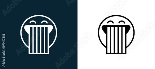 Two-color rainbow outline icon pair in black and white, editable stroke vector illustration for web, mobile apps, UI design, branding, and print from classics