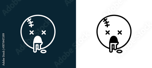 Two-color dead outline icon pair in black and white, editable stroke vector illustration for web, mobile apps, UI design, branding, and print from classics