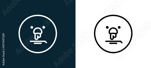 Two-color cold outline icon pair in black and white, editable stroke vector illustration for web, mobile apps, UI design, branding, and print from classics