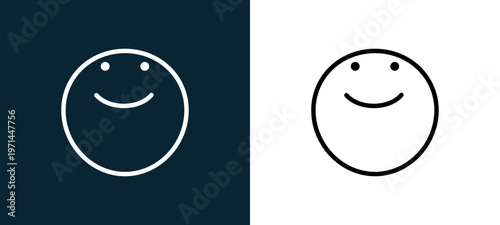 Two-color happy outline icon pair in black and white, editable stroke vector illustration for web, mobile apps, UI design, branding, and print from classics