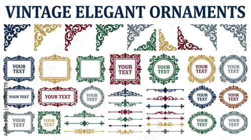 Tableau sur toile Vintage elegant ornate decorative flourishes and frames collection