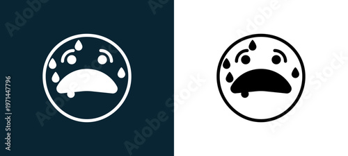 Two-color fear outline icon pair in black and white, editable stroke vector illustration for web, mobile apps, UI design, branding, and print from classics